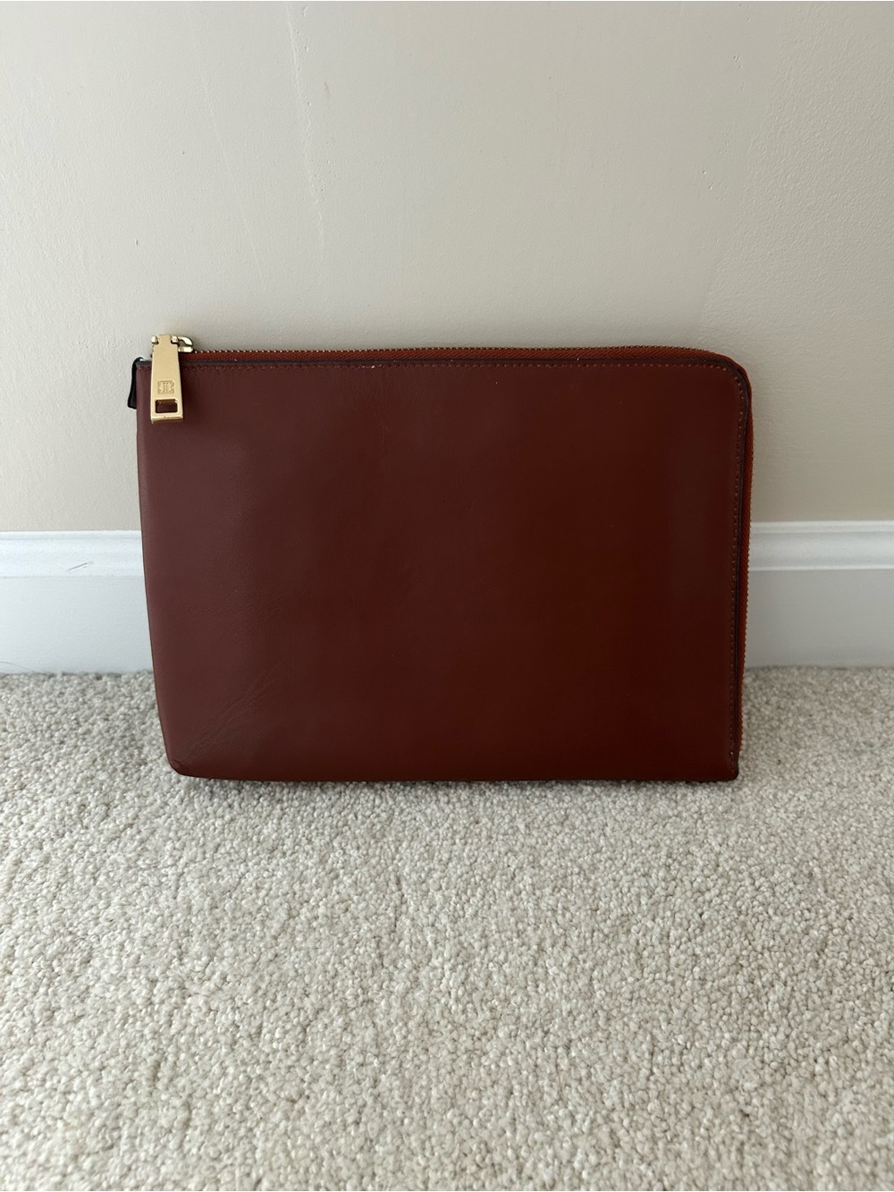 Leather Zip Folio Case - Brown